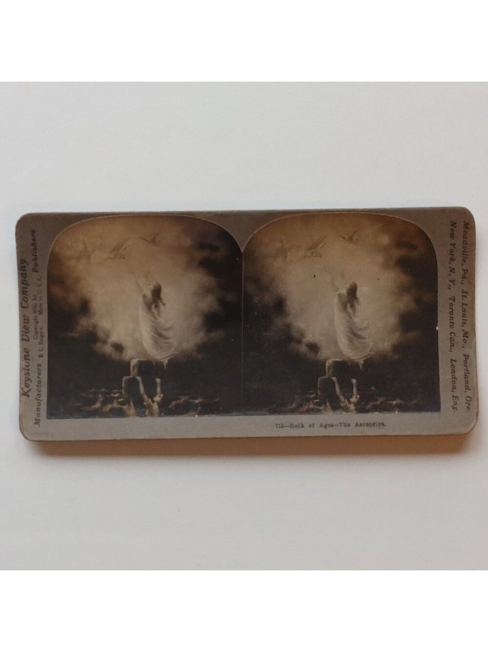 Antique Stereograph Card "The Rock of Ages - The Ascension" Keystone View Co